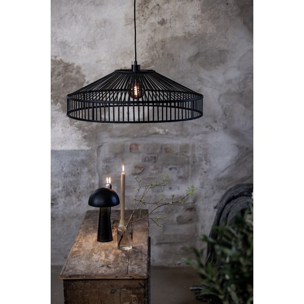 Crna viseća svjetiljka s bambusovim sjenilom ø 70 cm Tapa – Markslöjd-image-1
