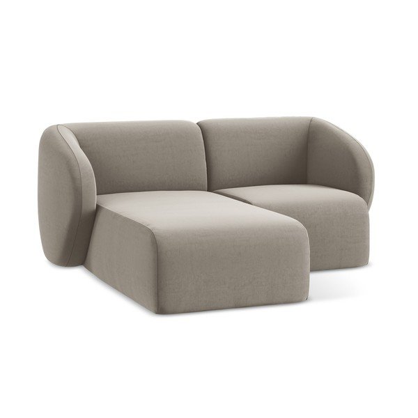 Svjetlo smeđa baršunasti kutna garnitura (s lijevim kutom/s ležaljkom) Lani – Makamii-image-4