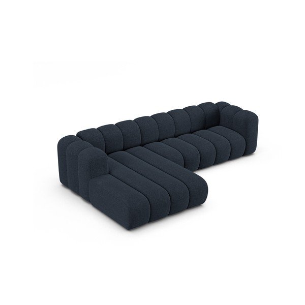 Tamno plava kutna garnitura od šenila (s lijevim kutom/s ležaljkom) Lupine – Micadoni -image-2