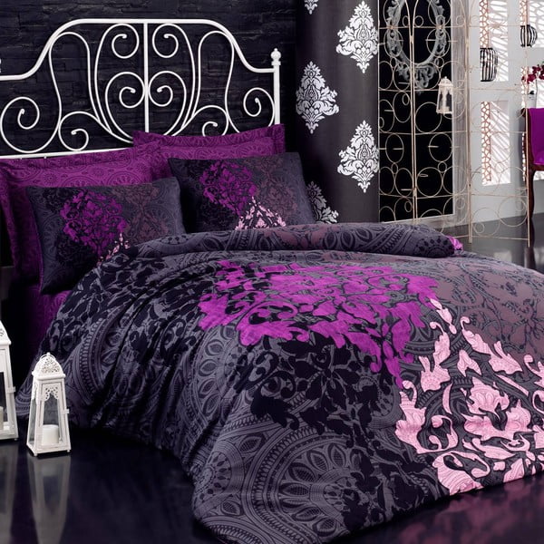 Pamučna posteljina s plahtom za bračni krevet i 4 jastučnice Kosem 200 x 220 cm