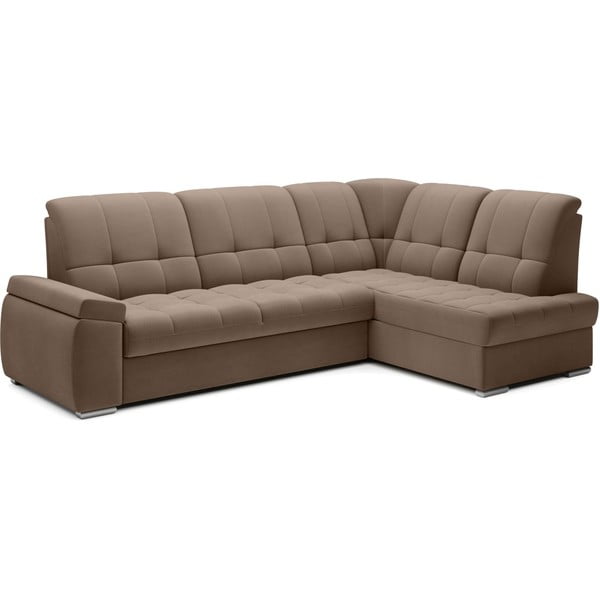 Smeđa baršunasti sklopiva/s prostorom za odlaganje kutna garnitura (s desnim kutom/u obliku slova L) Sado – ELTAP-image-2