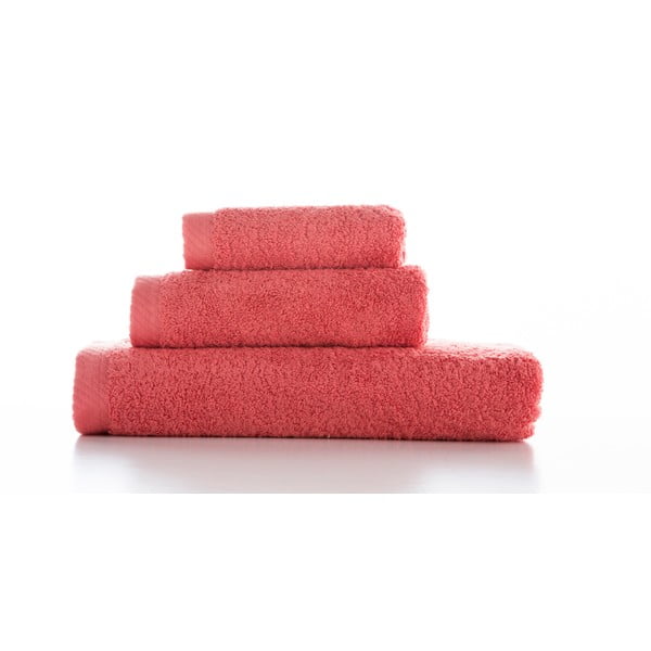 Set od 3 crveno-ružičasta pamučna ručnika El Delfin Lisa Coral