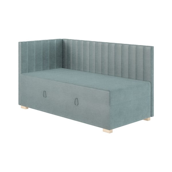 Plavi kutni dječji krevet s prostorom za pohranu s madracem 90x200 cm Snugi – Ghado-image-3