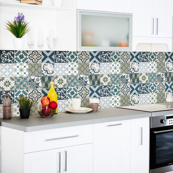 Set od 24 zidne samoljepljive naljepnice Ambiance Azulejos Rony, 10 x 10 cm-image-3