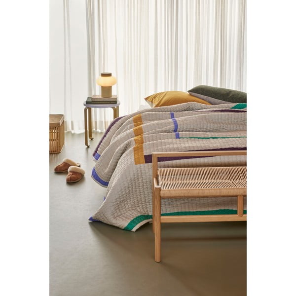 Bež pamučni prekrivač za bračni krevet 260x260 cm Twist - Hübsch-image-1