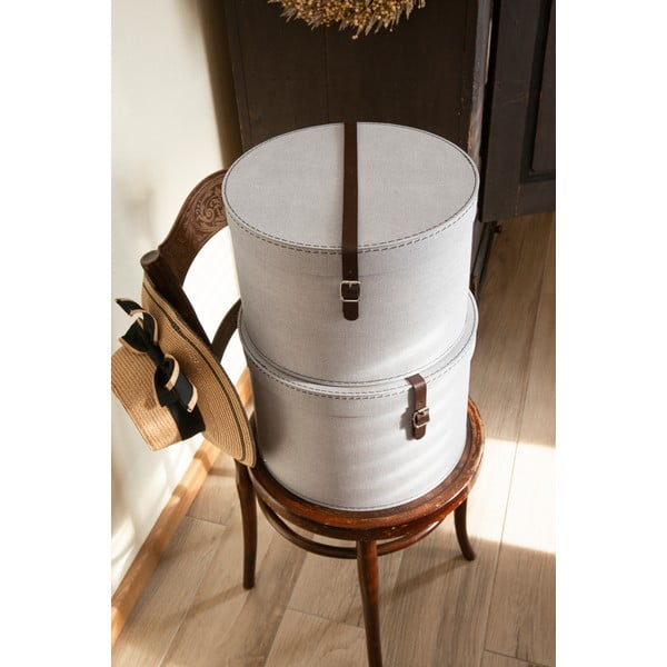 Svijetlo sive kartonske kutije za pohranu u setu  2 kom s poklopcem ø 37,5x25,5 cm Rut Canvas Paper Laminate – Bigso-image-2