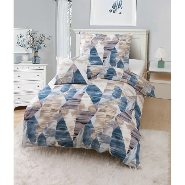 Plava/smeđa 3-dijelna posteljina za krevet za jednu osobu od mikrosatena 140x200 cm Eden – JAHU collections