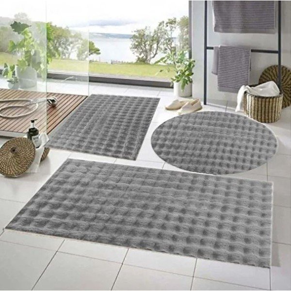 Sive kupaonske prostirke u setu 3 kom 60x100 cm Powder – Mila Home