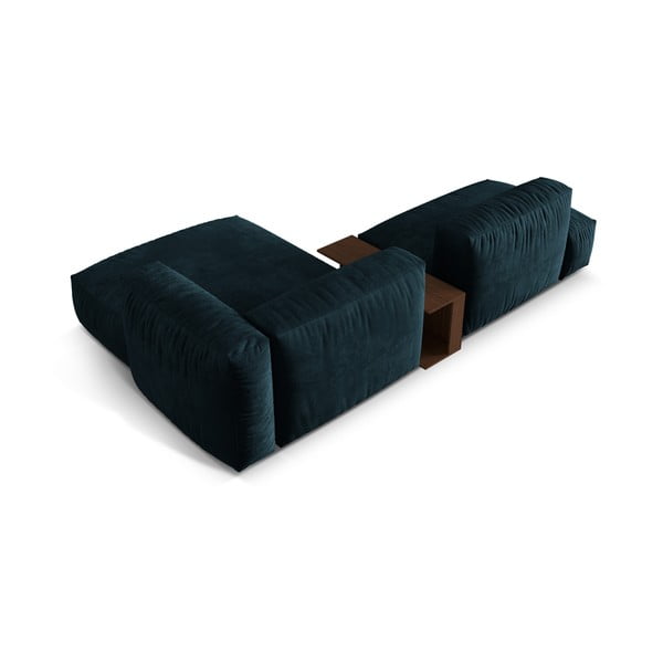 Tamno plava baršunasti kutna garnitura (s desnim kutom/s ležaljkom) Martina – Micadoni -image-3