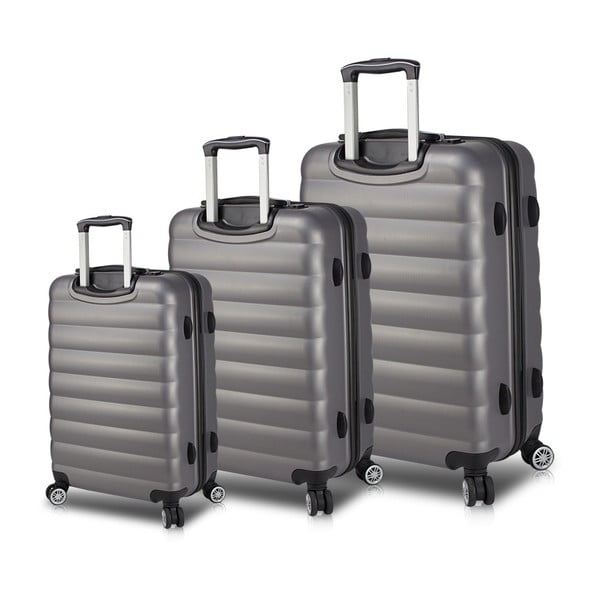 Set od 3 siva putna kovčega na kotačima s USB priključcima My Valice RESSO Travel Set