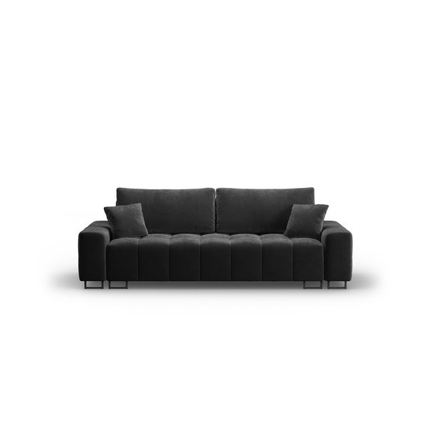 Tamno siva baršunasti sklopiva/s prostorom za odlaganje sofa 250 cm Wicklow – Cosmopolitan Design
