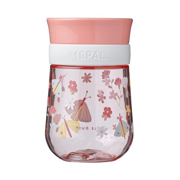 Svijetlo ružičasta dječja šalica od tritana 300 ml Flowers & butterflies – Mepal
