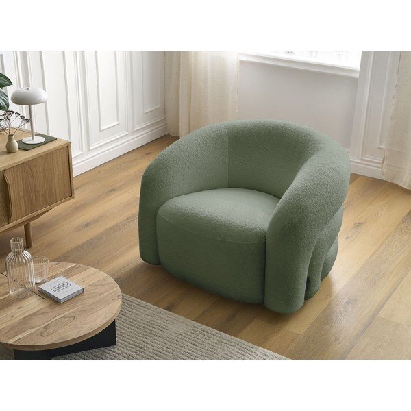 Zelena okretna fotelja od bouclé tkanine Elina – Bobochic Paris-image-1