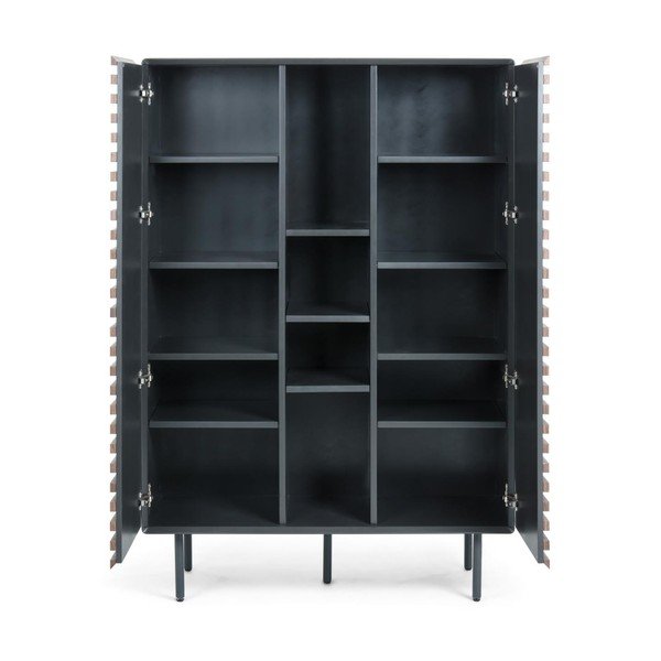 Crni/u prirodnoj boji ormarić u dekoru oraha 105x155x40 cm Kesia – Kave Home-image-3