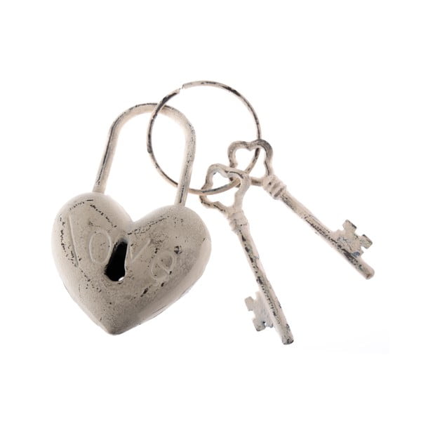 Bijeli dekorativni ključevi od lijevanog željeza Dakls Heart Rustico