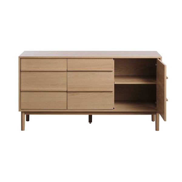 Niska komoda u dekoru hrasta u prirodnoj boji 75x140 cm Ponza – Unique Furniture-image-2