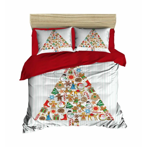 Božićna posteljina za bračni krevet sa Marisa plahtama, 160 x 220 cm