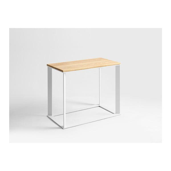Konzolni stol s bijelim postoljem i hrastovom pločom Custom Form Skaden, dužine 100 cm