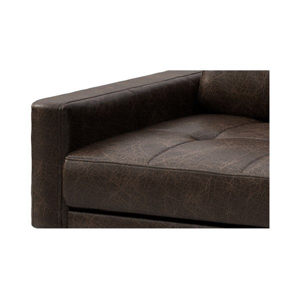 Tamnosmeđa kožna kutna garnitura MESONICA Musso Tufted, desni kut-image-4
