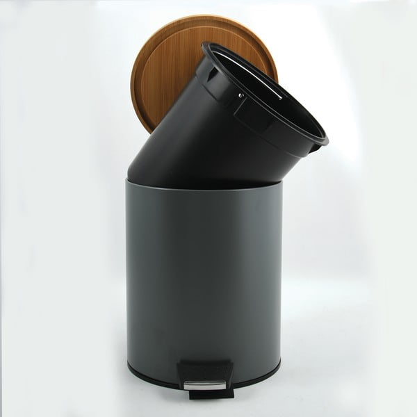 Tamno siva željezna kanta za smeće s pedalom 5 l   Adonis – Spirella-image-2
