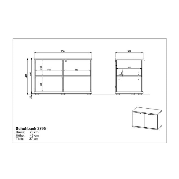 Ormarić za cipele u dekoru hrasta s klupom Fremont - Germania-image-4
