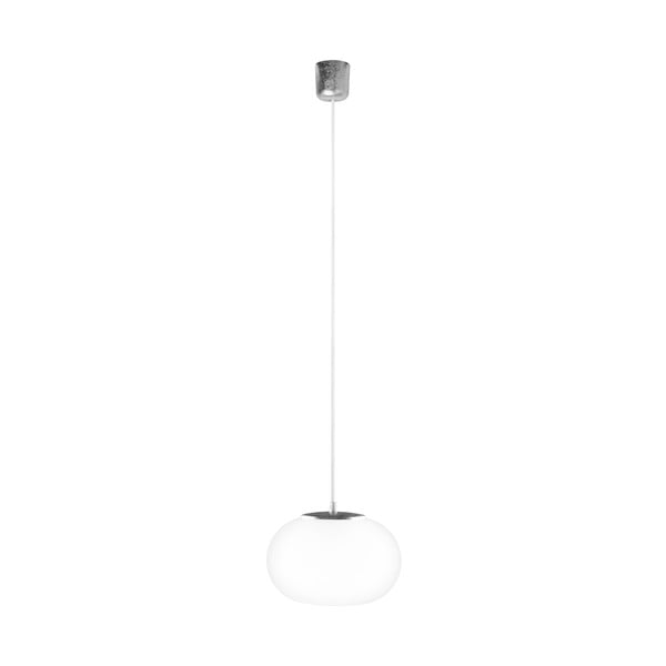 Bijela i srebrna svjetiljka s bijelim kabelom i srebrnom Sotto Luce Dosei utičnicom