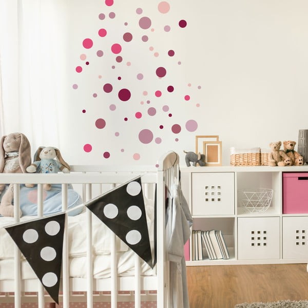 Set s 100 ružičastih zidnih samoljepljivih naljepnica Ambiance Round Stickers-image-3