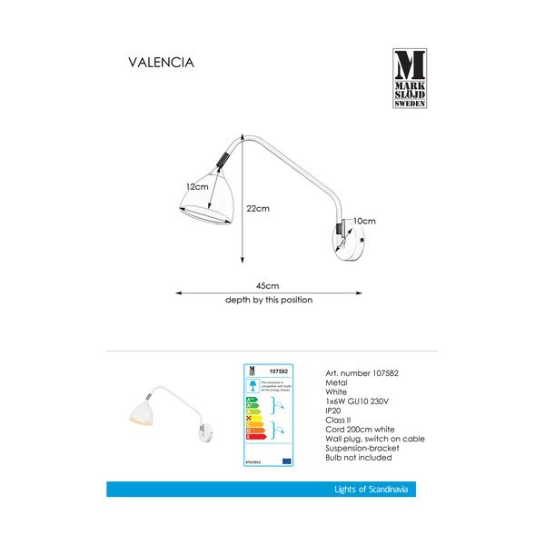 Bijela zidna svjetiljka Markslöjd Valencia-image-2
