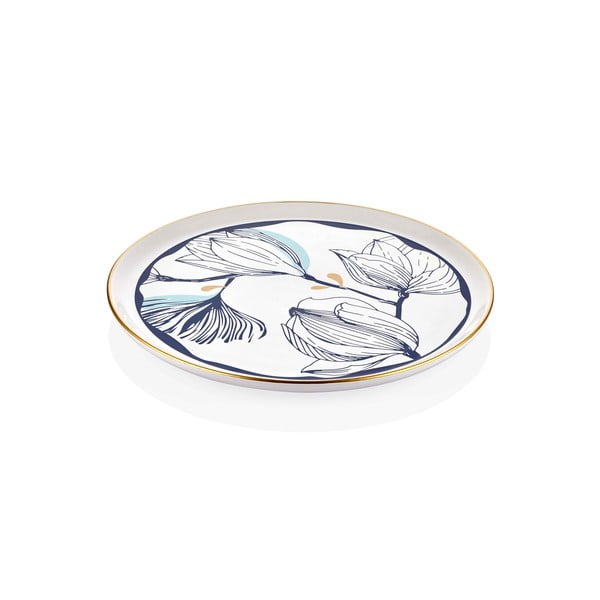 Bijeli porculanski tanjur s plavim cvjetovima Mia Bleu, ⌀ 30 cm