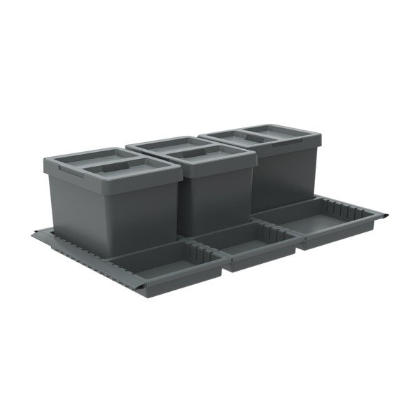 Siva plastična kanta za smeće 3x12 l za odvojeni otpad/ugradbena Metropolis Flip-up – Elletipi