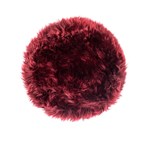 Crveni jastuk od ovčjeg krzna za blagovaonski stolac Royal Dream Zealand Round, ⌀ 35 cm
