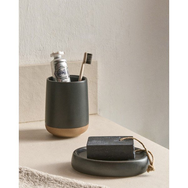 Tamno siva keramička čaša za četkice za zube Silma – Kave Home-image-1