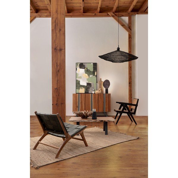 Crni/u prirodnoj boji stolić za kavu s pločom stola od bagrema 65x115 cm Aron – Bizzotto-image-4