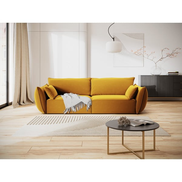 Senf žuta baršunasta sofa 208 cm Vanda – Mazzini Sofas-image-1