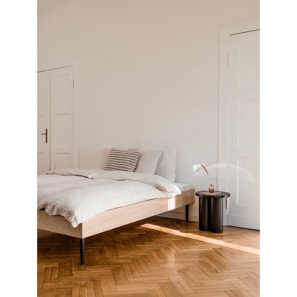 Bračni krevet od iverice u dekoru hrasta bez uzglavlja s podnicom 160x200 cm u prirodnoj boji Streiko – noo.ma-image-1