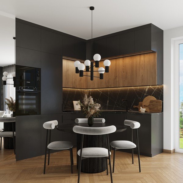 Crna viseća svjetiljka sa staklenim sjenilom Orbital – Sollux-image-1