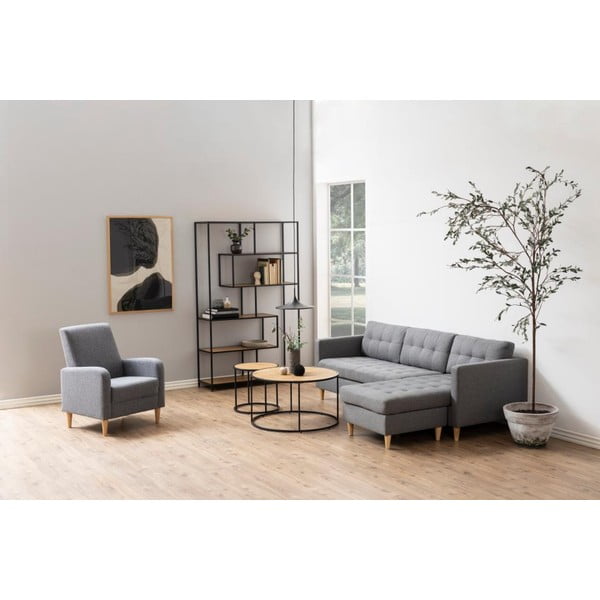 Crna/u prirodnoj boji biblioteka u dekoru hrasta 114x185 cm Seaford – Actona-image-4