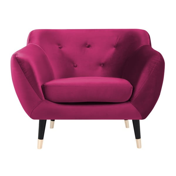 Ružičasta fotelja s crnim nogama Mazzini Sofas Amelie