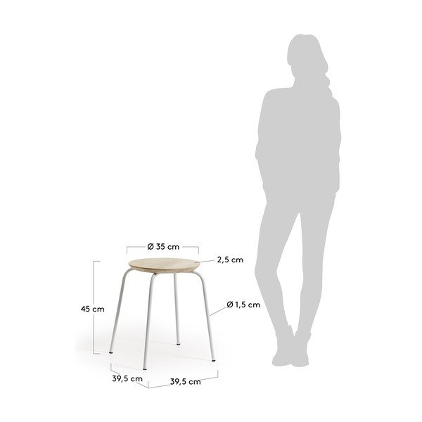 Bijela metalna stolica sa sjedalom od drveta manga Kave Home Nax-image-2