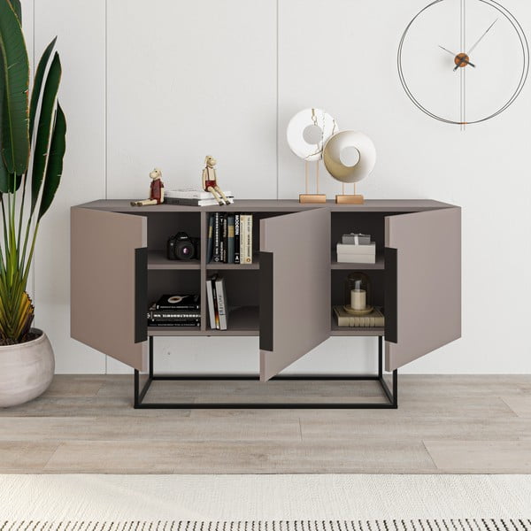 Siva/bež niska komoda 150x80 cm Titan – Marckeric-image-4