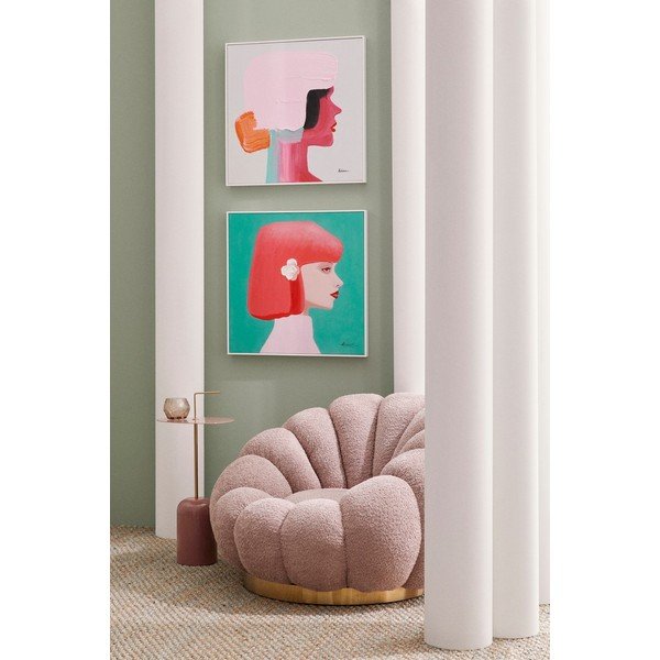 Ružičasta okretna fotelja od bouclé tkanine Florel – Bizzotto-image-1