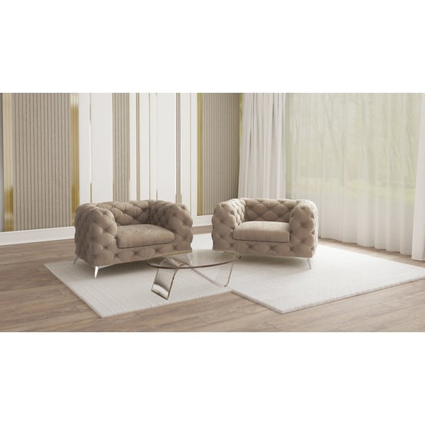 Sivo-bež baršunasti fotelja Chelsea – Ropez-image-1