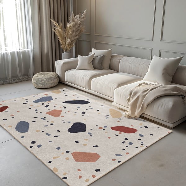 Krem periv tepih 160x230 cm Cracked Terrazzo – Mila Home-image-1