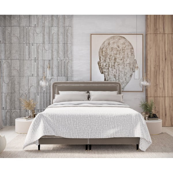 Svjetlo smeđi boxspring krevet 140x200 cm Dove – Maison de Rêve-image-3