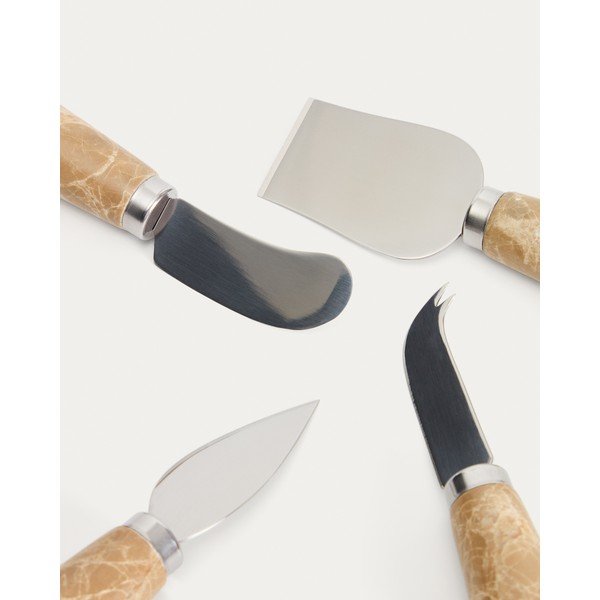 Noževi u setu 4 kom za sir od nehrđajućeg čelika Adoma – Kave Home-image-2