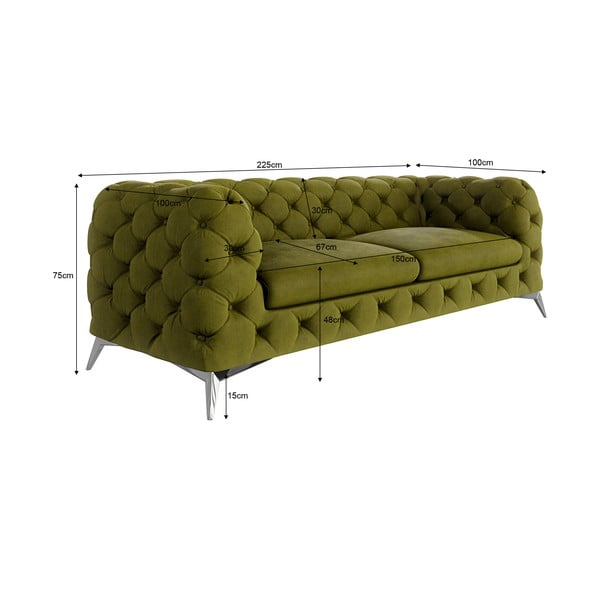Zelena baršunasti sofa 225 cm Chelsea – Ropez-image-3