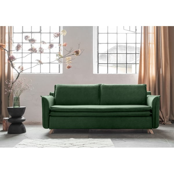 Zelena baršunasti sklopiva sofa 225 cm Charming Charlie – Miuform-image-1