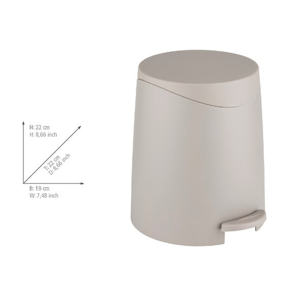 Smeđe-siva plastična kanta za smeće s pedalom 3 l Portes – Allstar-image-3