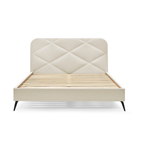 Bež tapecirani bračni krevet s podnicom 160x200 cm Prune – Bobochic Paris-image-3