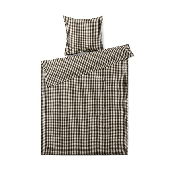 Crno-bež posteljina za krevet za jednu osobu od krepa 140x200 cm Bæk&Bølge – JUNA